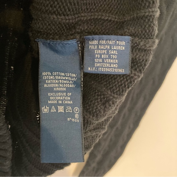 Women’s Ralph Lauren Cable Knit Jumper Black Size Medium - Picture 7 of 9